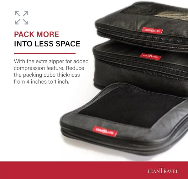 Compression Packing Cubes for Travel Organizers with Double Zipper, LeanTravel - Image 2