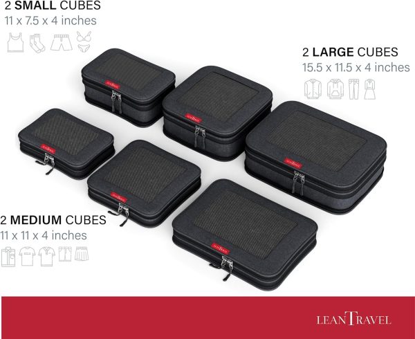 Compression Packing Cubes for Travel Organizers with Double Zipper, LeanTravel - Image 4